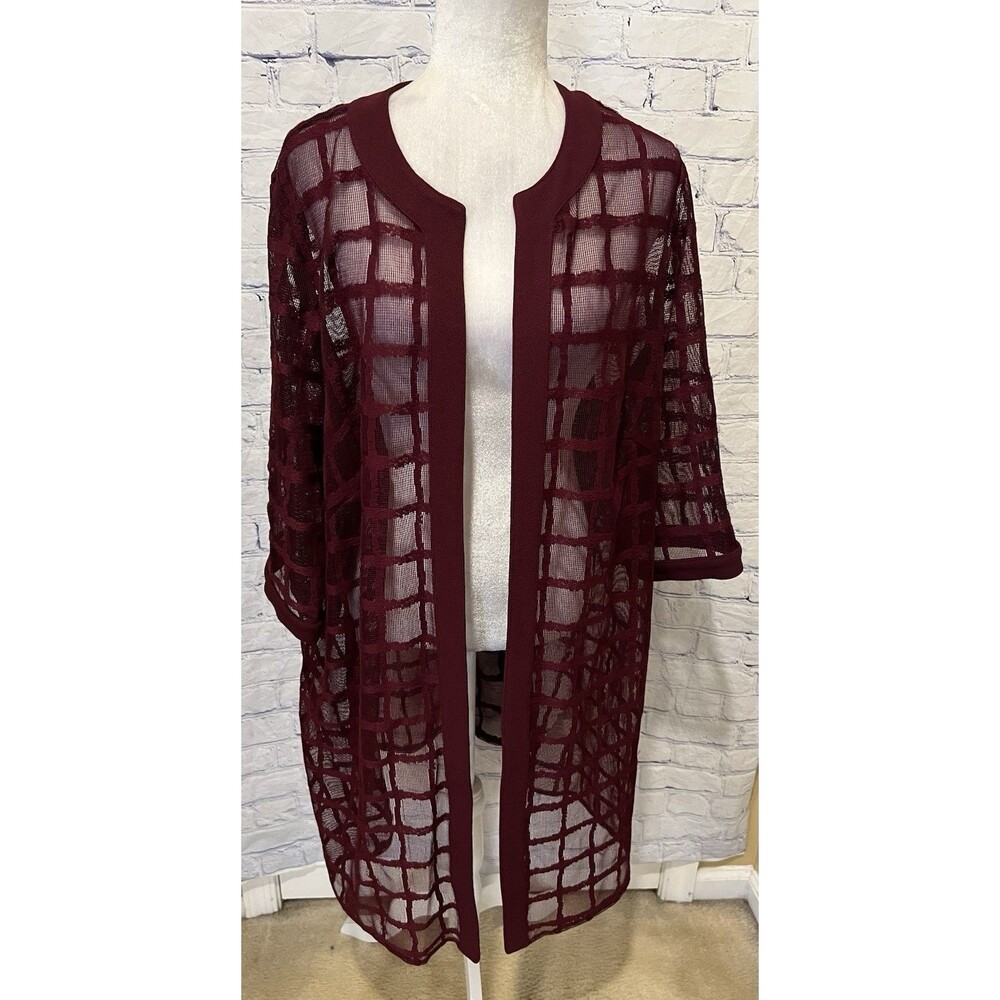 Elegant Burgundy Open-Front Cardigan